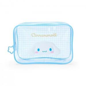 Hello Kitty Cinnamoroll Clear Grid Zipper Pouch Azules | CL_HK17602