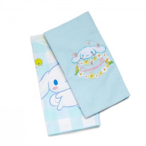 Hello Kitty Cinnamoroll Gingham Floral Kitchen Towel Set Azules | CL_HK38875