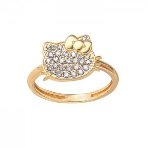 Hello Kitty Hello Kitty 14K Yellow Gold Pavé Diamond Ring (Size 7 Only) Doradas | CL_HK46152