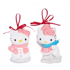 Hello Kitty Hello Kitty 2-pc Holiday Ceramic Ornament Set (Winter Play) Rosas Azules | CL_HK40649