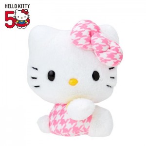 Hello Kitty Hello Kitty 50th Anniv. Plush Mascot (Pink Houndstooth) Blancas Rosas | CL_HK71039