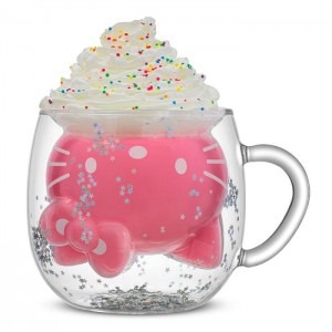 Hello Kitty Hello Kitty 50th Anniversary Limited Edition 3D Double Wall Glass Mug Silve | CL_HK62616