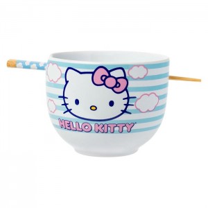 Hello Kitty Hello Kitty Ceramic Ramen Bowl and Chopstick Set (Clouds) Azules | CL_HK67488