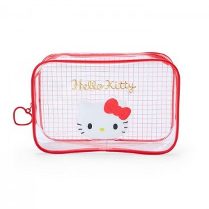 Hello Kitty Hello Kitty Clear Grid Zipper Pouch Rojas | CL_HK79730