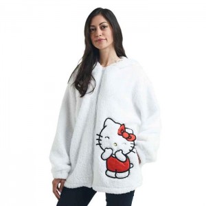 Hello Kitty Hello Kitty Cozy Sherpa Zip Lounge Hoodie Blancas | CL_HK97830