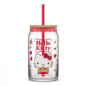 Hello Kitty Hello Kitty Favorite Flavor Lidded Glass Tumbler Blancas | CL_HK39734