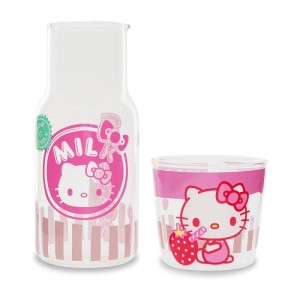 Hello Kitty Hello Kitty Glass Carafe and Cup Set (Strawberry Milk) Rosas | CL_HK24361