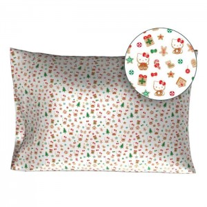 Hello Kitty Hello Kitty Holiday Satin Pillowcase Rojas Verde | CL_HK91474