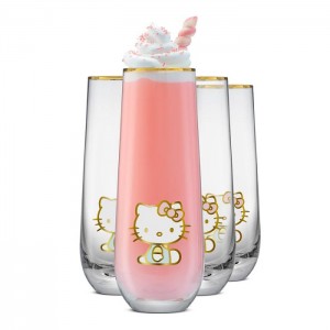 Hello Kitty Hello Kitty Stay Gold Stemless Flutes (Set of 4) Rosas | CL_HK32586