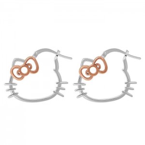 Hello Kitty Hello Kitty Sterling Silver Hoop Earrings Silve | CL_HK91910