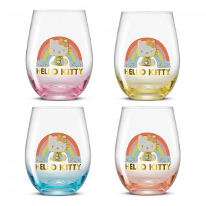 Hello Kitty Hello Kitty Sweet Rainbow Stemless Glasses (Set of 4) Multicolor | CL_HK37601