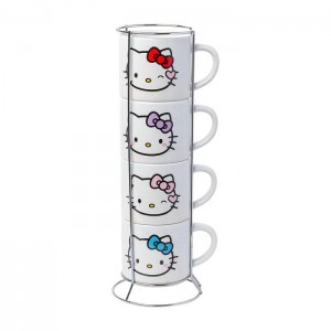 Hello Kitty Hello Kitty Winking Hearts 5-Piece Ceramic Mug Stack Blancas | CL_HK35736