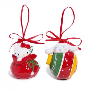 Hello Kitty Hello Kitty and Cinnamoroll 2-pc Holiday Ceramic Ornament Set (Red) Rojas Verde | CL_HK68686