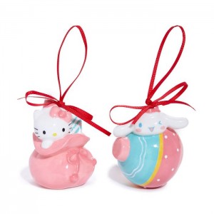 Hello Kitty Hello Kitty and Cinnamoroll 2-pc Holiday Ceramic Ornament Set (Pastel Pink) Rosas Azules | CL_HK52780