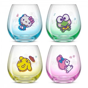 Hello Kitty Hello Kitty and Friends Above the Clouds Stemless Glasses (Set of 4) Multicolor | CL_HK66788