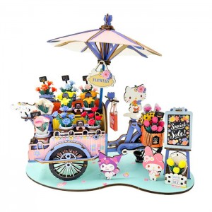 Hello Kitty Hello Kitty and Friends Flower Cart 3D Wooden Puzzle Multicolor | CL_HK31117