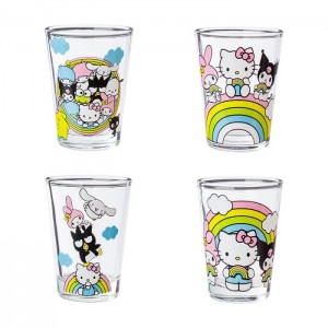 Hello Kitty Hello Kitty and Friends Mini Glass 4-Piece Set (Rainbows) Multicolor | CL_HK99602