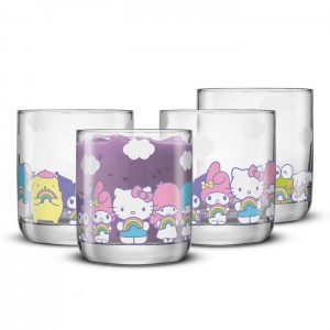 Hello Kitty Hello Kitty and Friends Rainbow Short Drinking Glasses (Set of 4) Moradas | CL_HK33714