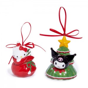 Hello Kitty Hello Kitty and Kuromi 2-pc Holiday Ceramic Ornament Set (Red) Rojas Verde | CL_HK93142