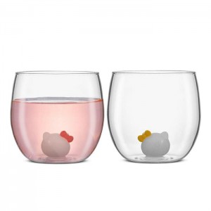 Hello Kitty Hello Kitty and Mimmy 3D Icon Short Drinking Glasses (Set of 2) Blancas | CL_HK28237