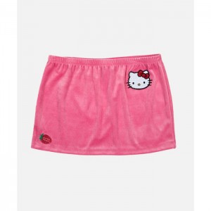 Hello Kitty Hello Kitty x Dumbgood Pink Velour Mini Skirt (50th Anniv.) Rosas | CL_HK61590