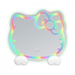 Hello Kitty Hello Kitty x Impressions Vanity RGB Wall Mirror 2.0 W/ Bluetooth Speakers and Specialty Base Blancas | CL_HK55452