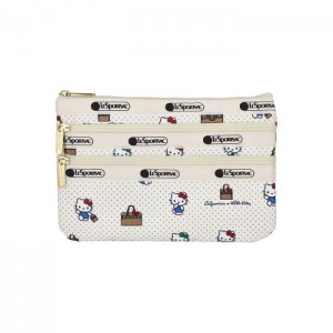 Hello Kitty Hello Kitty x LeSportsac 3-Zip Cosmetic Bag (No Bag No Life) Blancas | CL_HK53814