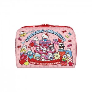 Hello Kitty Hello Kitty x LeSportsac Extra Large Rectangular Cosmetic Bag (Party Time!) Rosas | CL_HK37965