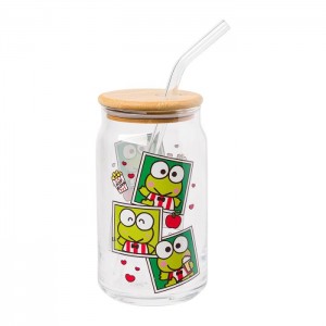 Hello Kitty Keroppi Snacks Bamboo Lidded Glass Tumbler Verde | CL_HK15100