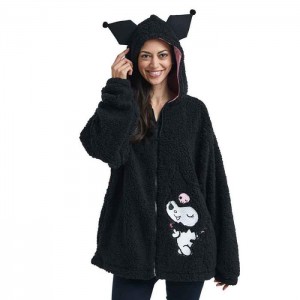 Hello Kitty Kuromi Cozy Sherpa Zip Lounge Hoodie Negras | CL_HK49698