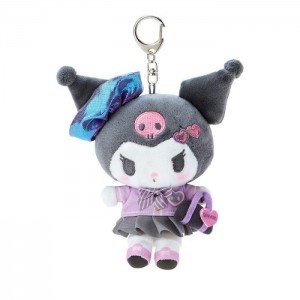 Hello Kitty Kuromi Plush Mascot Keychain (Sanrio Academy Series) Rosas Gris | CL_HK26395