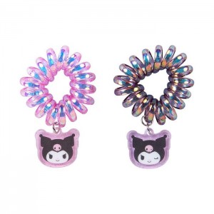 Hello Kitty Kuromi Spiral Hair Ties (Set of 2) Multicolor | CL_HK98866