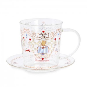 Hello Kitty Marron Cream Glass Cup and Saucer Set Multicolor | CL_HK59098