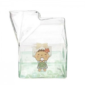 Hello Kitty Minna No Tabo Kawaii Glass Milk Carton Cup Verde | CL_HK38989