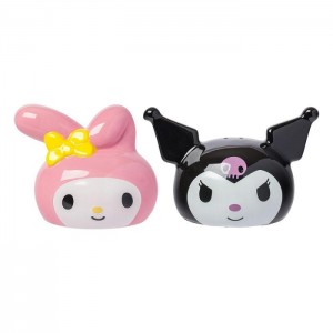 Hello Kitty My Melody And Kuromi Sculpted Ceramic Salt and Pepper Set Negras | CL_HK69359