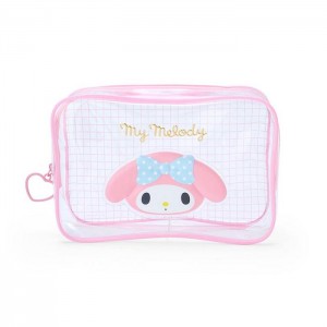 Hello Kitty My Melody Clear Grid Zipper Pouch Rosas | CL_HK67648