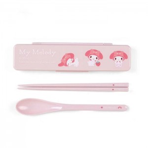 Hello Kitty My Melody Everyday Chopsticks & Spoon Set Rosas | CL_HK38222