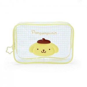 Hello Kitty Pompompurin Clear Grid Zipper Pouch Amarillo | CL_HK83751