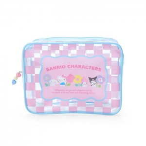 Hello Kitty Sanrio Characters Clear Zipper (Pastel Check Series) Rosas | CL_HK97800