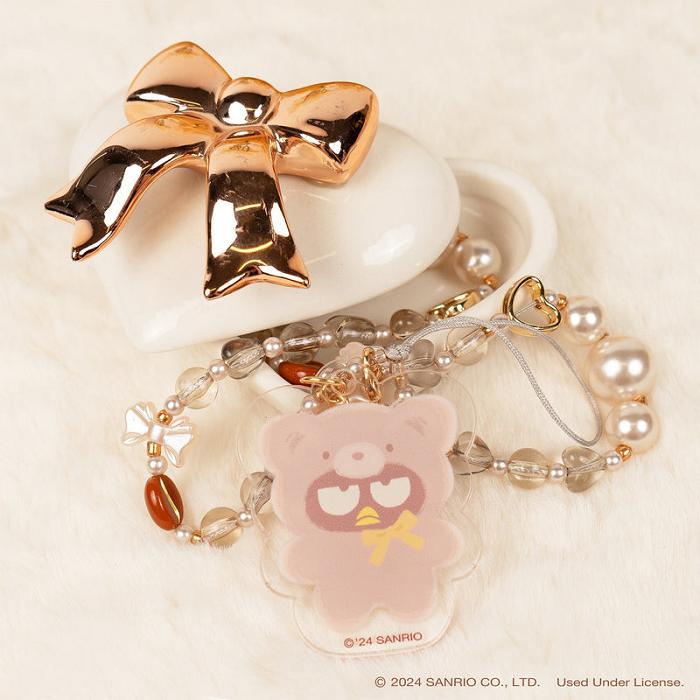 Hello Kitty Badtz-maru Latte Bear Beaded Charm Mobile Phone Wrist Strap Rosas | CL_HK75063