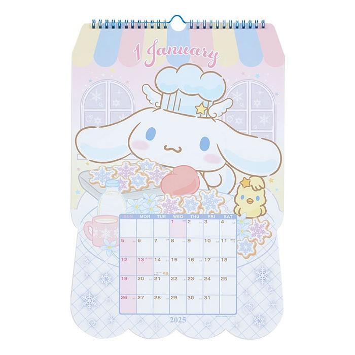 Hello Kitty Cinnamoroll 2025 Die-Cut Wall Calendar Azules | CL_HK27489