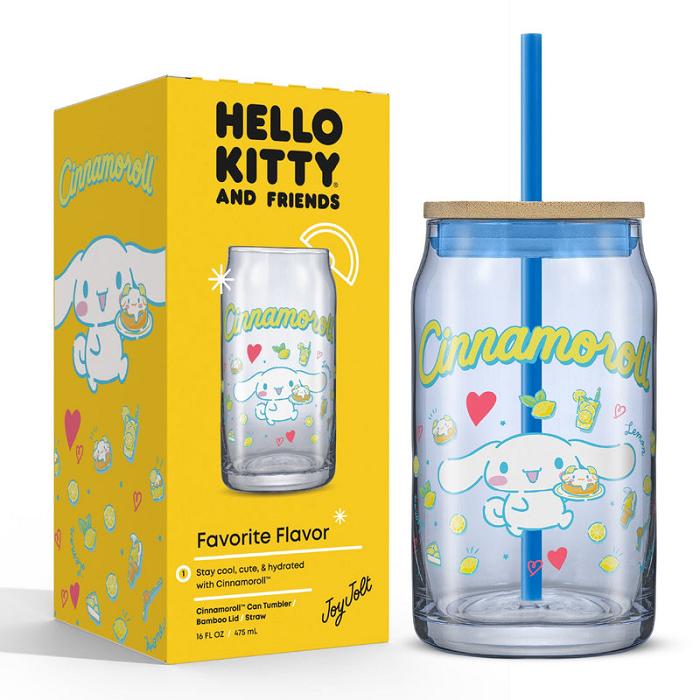 Hello Kitty Cinnamoroll Favorite Flavor Lidded Glass Tumbler Azules | CL_HK69721