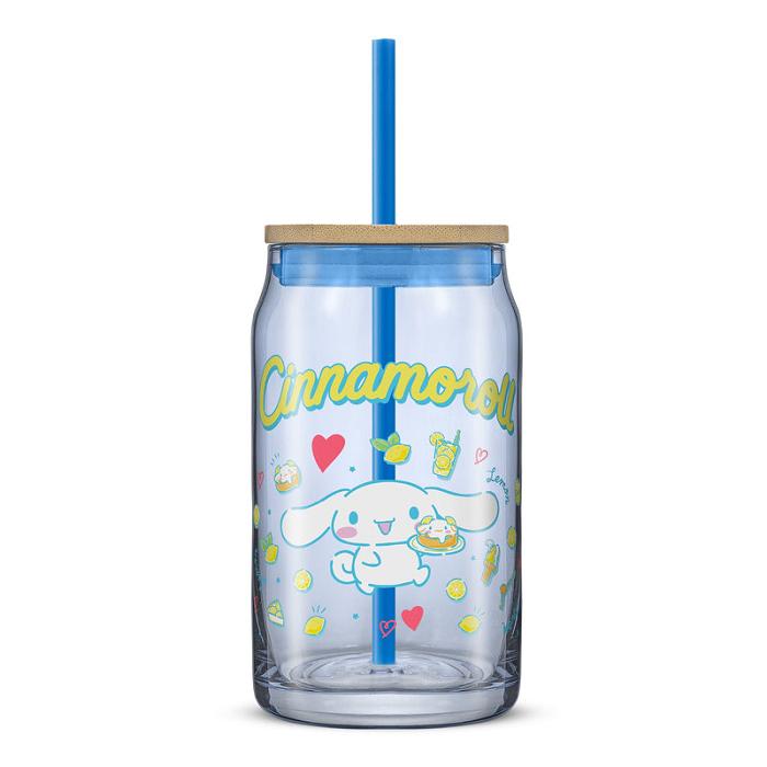 Hello Kitty Cinnamoroll Favorite Flavor Lidded Glass Tumbler Azules | CL_HK69721