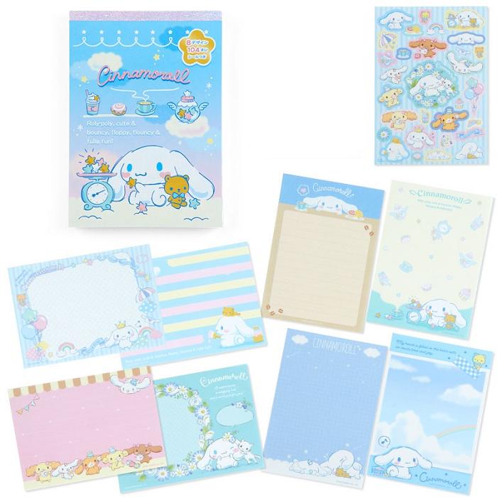 Hello Kitty Cinnamoroll Memo Pad & Sticker Set Azules | CL_HK31176