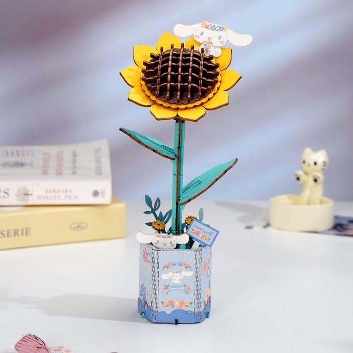 Hello Kitty Cinnamoroll Sunflower 3D Wooden Puzzle Amarillo | CL_HK38704