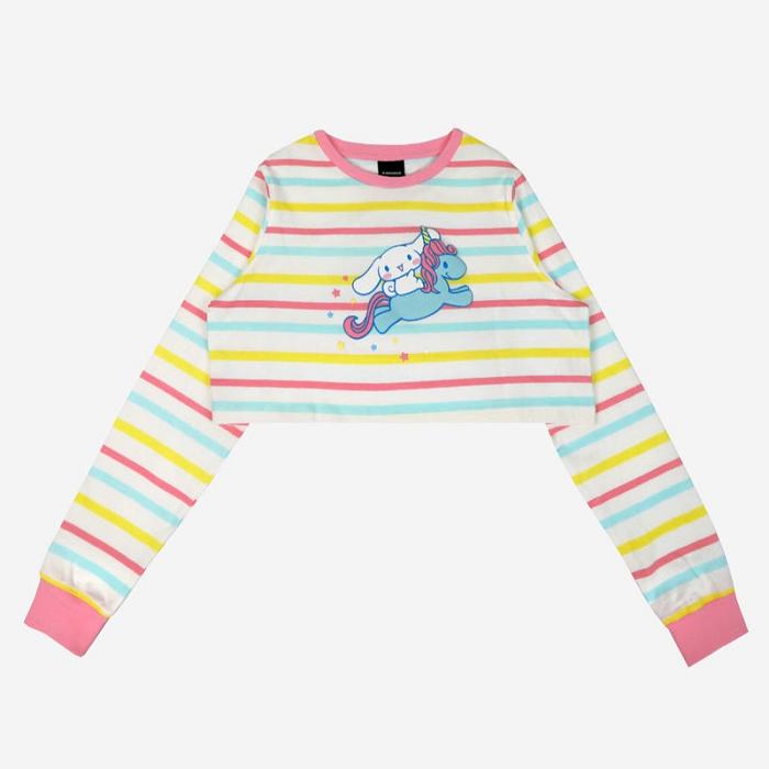 Hello Kitty Cinnamoroll x Dumbgood Striped Crop Longsleeve Multicolor | CL_HK26510