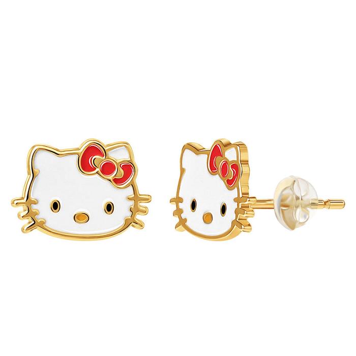 Hello Kitty Hello Kitty 10K Yellow Gold Enamel Stud Earrings Doradas | CL_HK36686