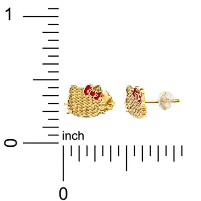 Hello Kitty Hello Kitty 10K Yellow Gold Stud Earrings With Enamel Bow Doradas | CL_HK30354