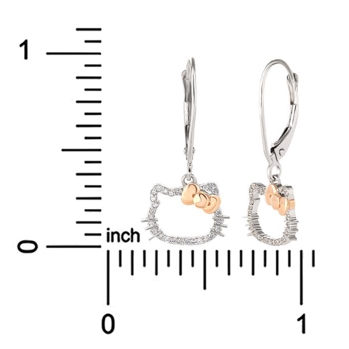 Hello Kitty Hello Kitty 14K White Gold Diamond Drop Earrings Silve | CL_HK87476