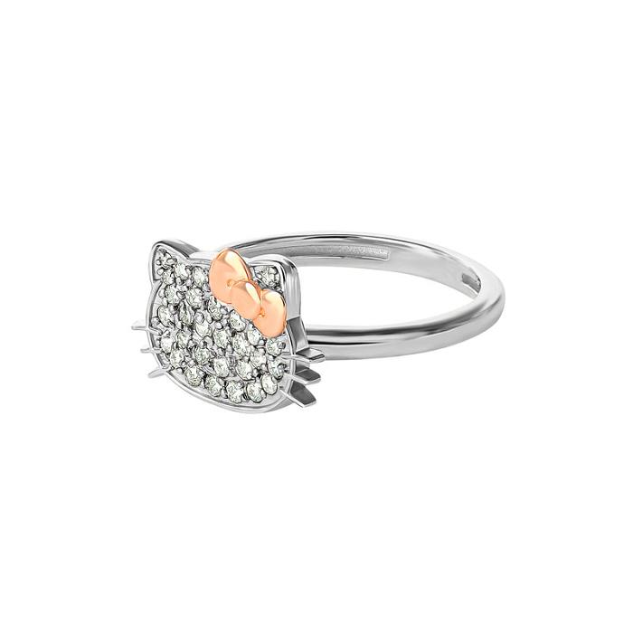 Hello Kitty Hello Kitty 14K White Gold Pavé Diamond Ring (Size 7 Only) Silve | CL_HK23673